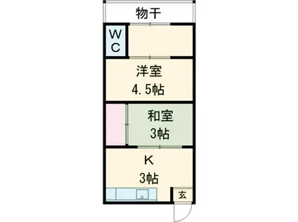 豊中町平屋(2K)の間取り写真