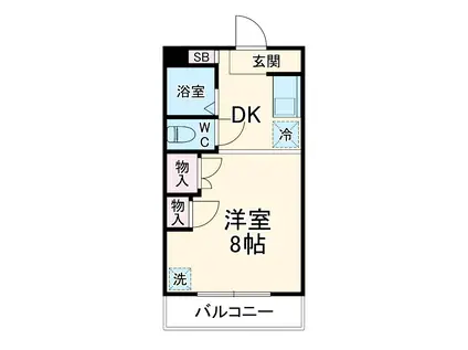 サウスバレイハイツ(ワンルーム/1階)の間取り写真