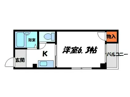 平代ハイツ(1K/4階)の間取り写真