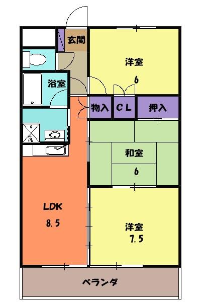 ラ・ミノール(3LDK/5階)の間取り写真