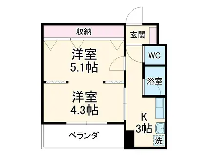新宿マンション(1K/4階)の間取り写真
