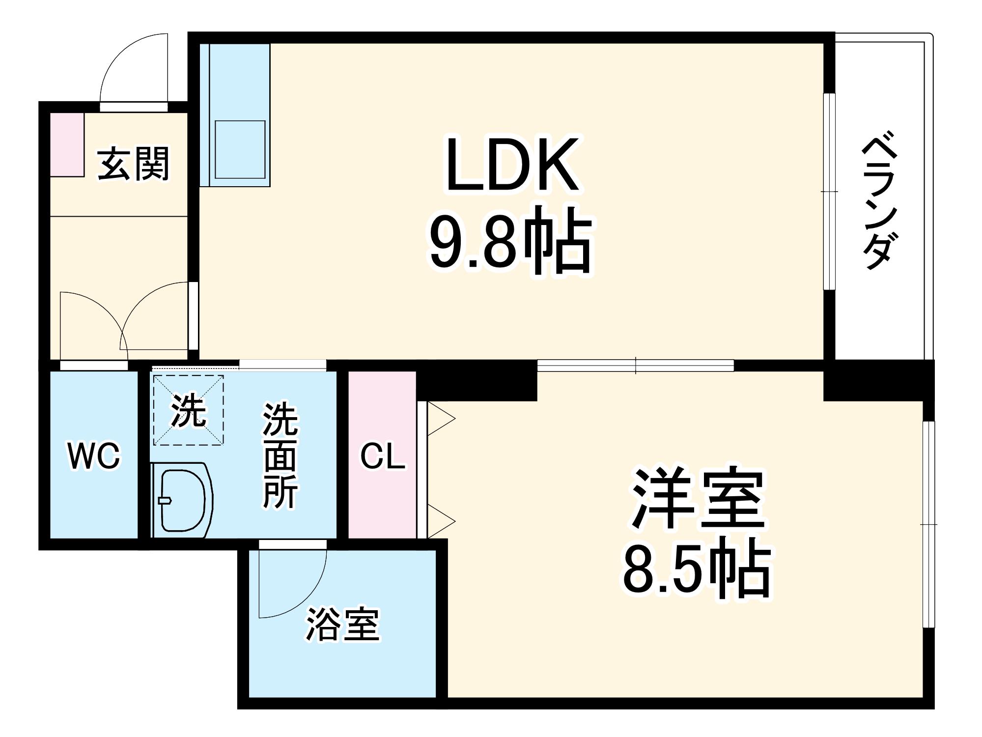 クレアーレ五条大宮(1LDK/3階)の間取り写真