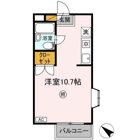 メゾン・ド・浅野Ⅱ(ワンルーム/2階)の間取り写真