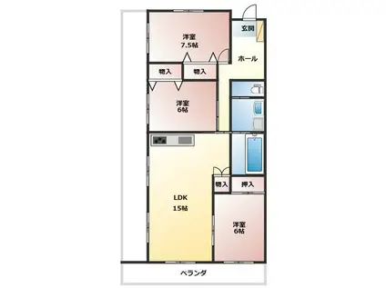 ソワサントUTRⅡ(3LDK/3階)の間取り写真