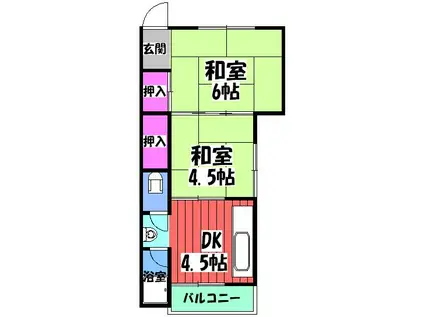 マスターズエル高師浜5805(2DK/1階)の間取り写真