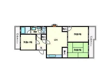 ハイツキャスティーB棟(3LDK/2階)の間取り写真