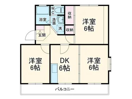 ライラックK(3DK/1階)の間取り写真