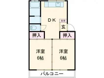 神峰ハイツ(2DK/2階)の間取り写真