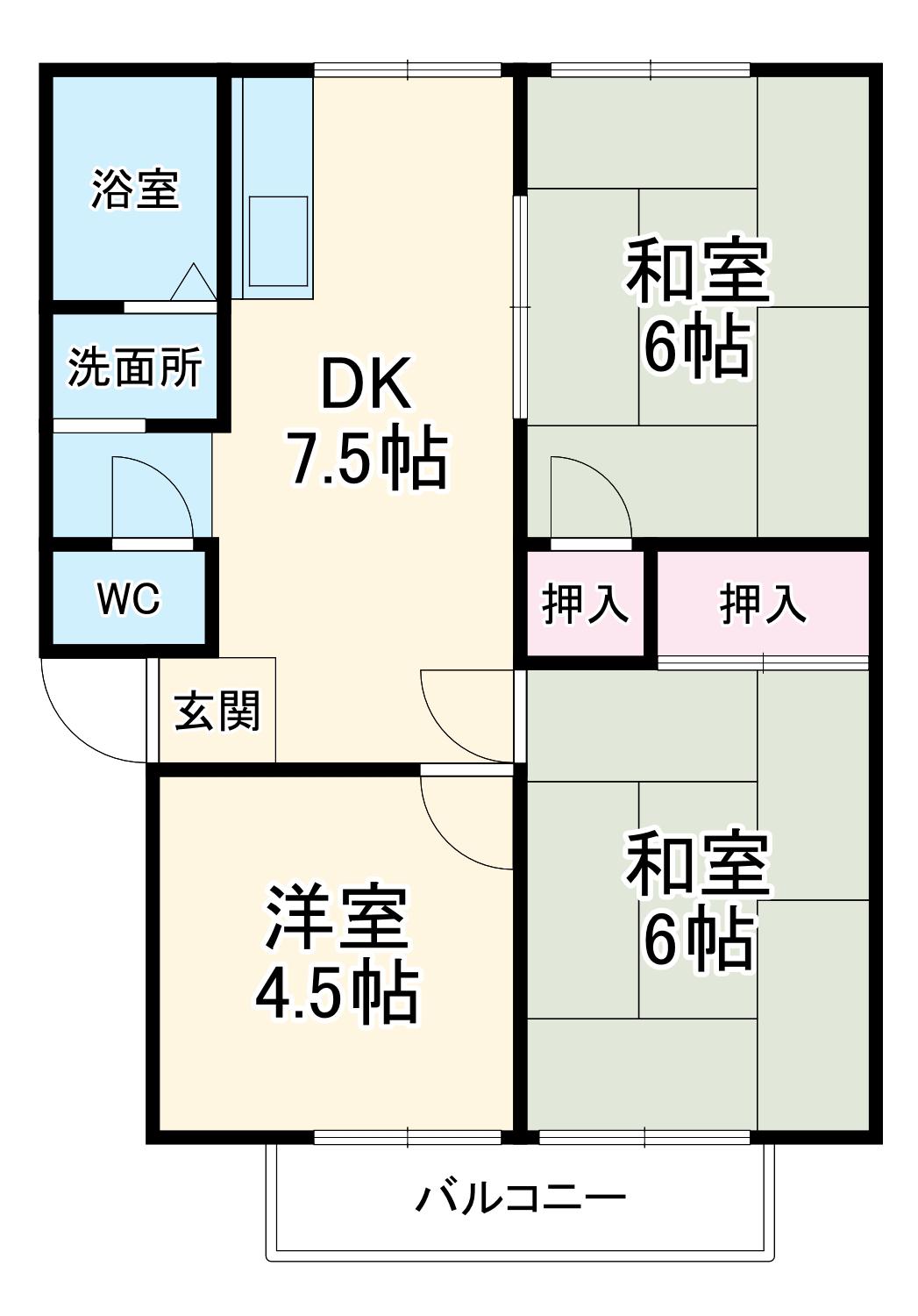 パナハイツ矢島(3DK/2階)の間取り写真