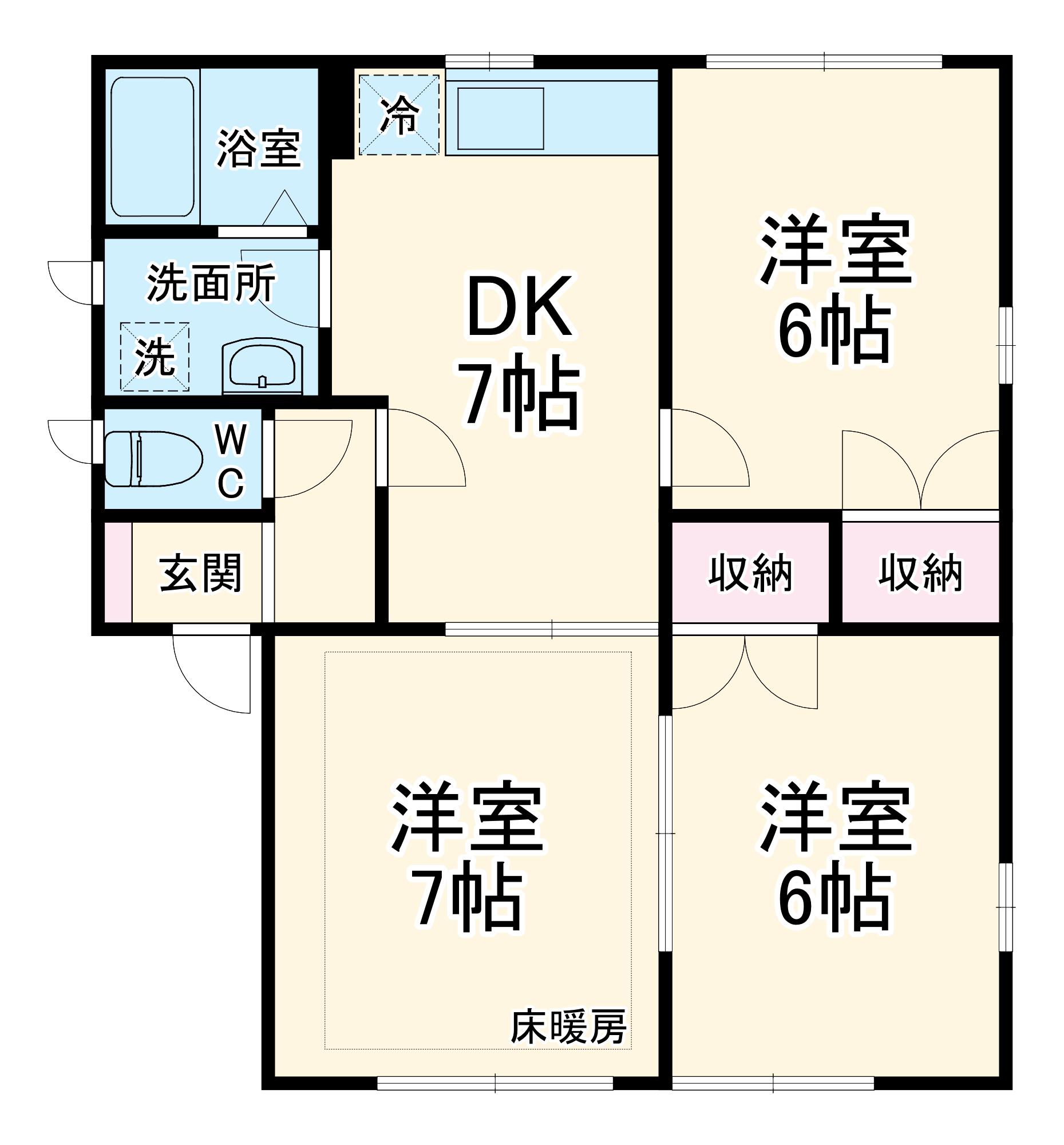 フレシールⅡ(3DK/1階)の間取り写真