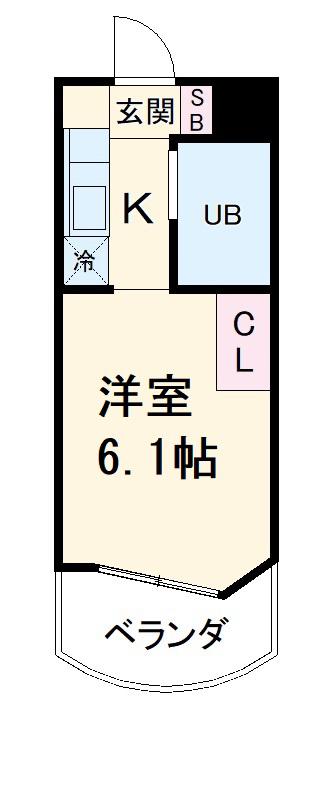 シャンブル72(1K/7階)の間取り写真
