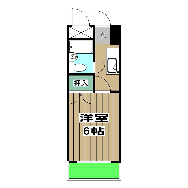 ピエスあさのB(1K/4階)の間取り写真