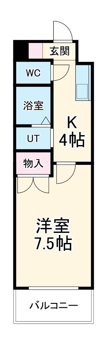 サンヒルズ八事山(1K/1階)の間取り写真