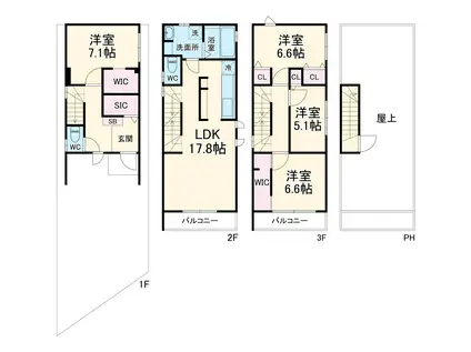 名古屋市鶴舞線 原駅(愛知) 徒歩7分 3階建 築12年(4LDK)の間取り写真