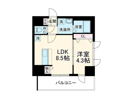 プレサンス名古屋ルーカス(1LDK/2階)の間取り写真