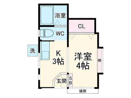 宝ハイツ(1K/1階)の間取り写真