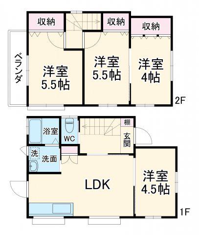 武蔵野線 市川大野駅 徒歩14分 2階建 築28年(4LDK)の間取り写真