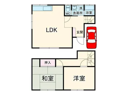 東武鉄道東上線 北坂戸駅 徒歩20分 2階建 築52年(2LDK)の間取り写真