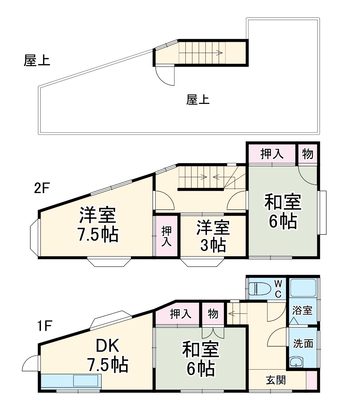 京成電鉄本線 勝田台駅 徒歩13分 2階建 築39年(4DK)の間取り写真