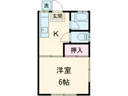 清水ハウス南棟(1K/2階)の間取り写真