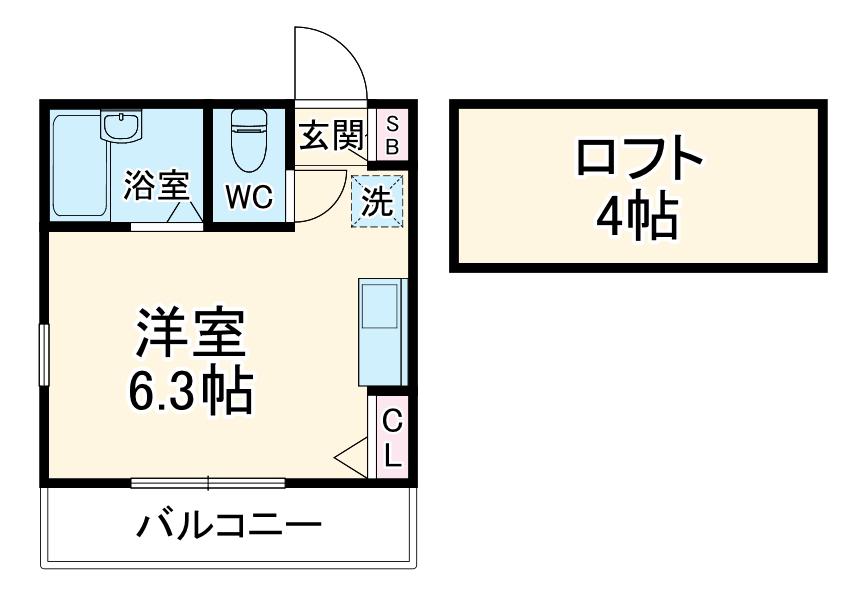 ランドヒルズ横浜(ワンルーム/2階)の間取り写真