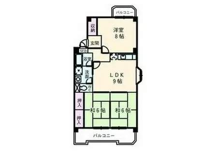 七反田ハイツ(3DK/4階)の間取り写真