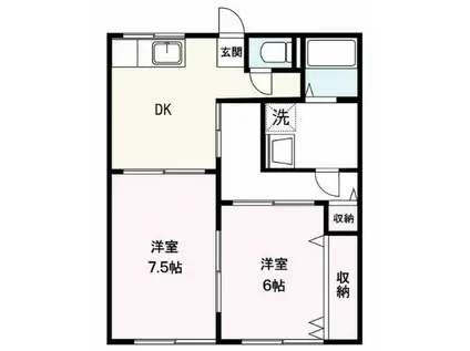 セレストK(2DK/2階)の間取り写真