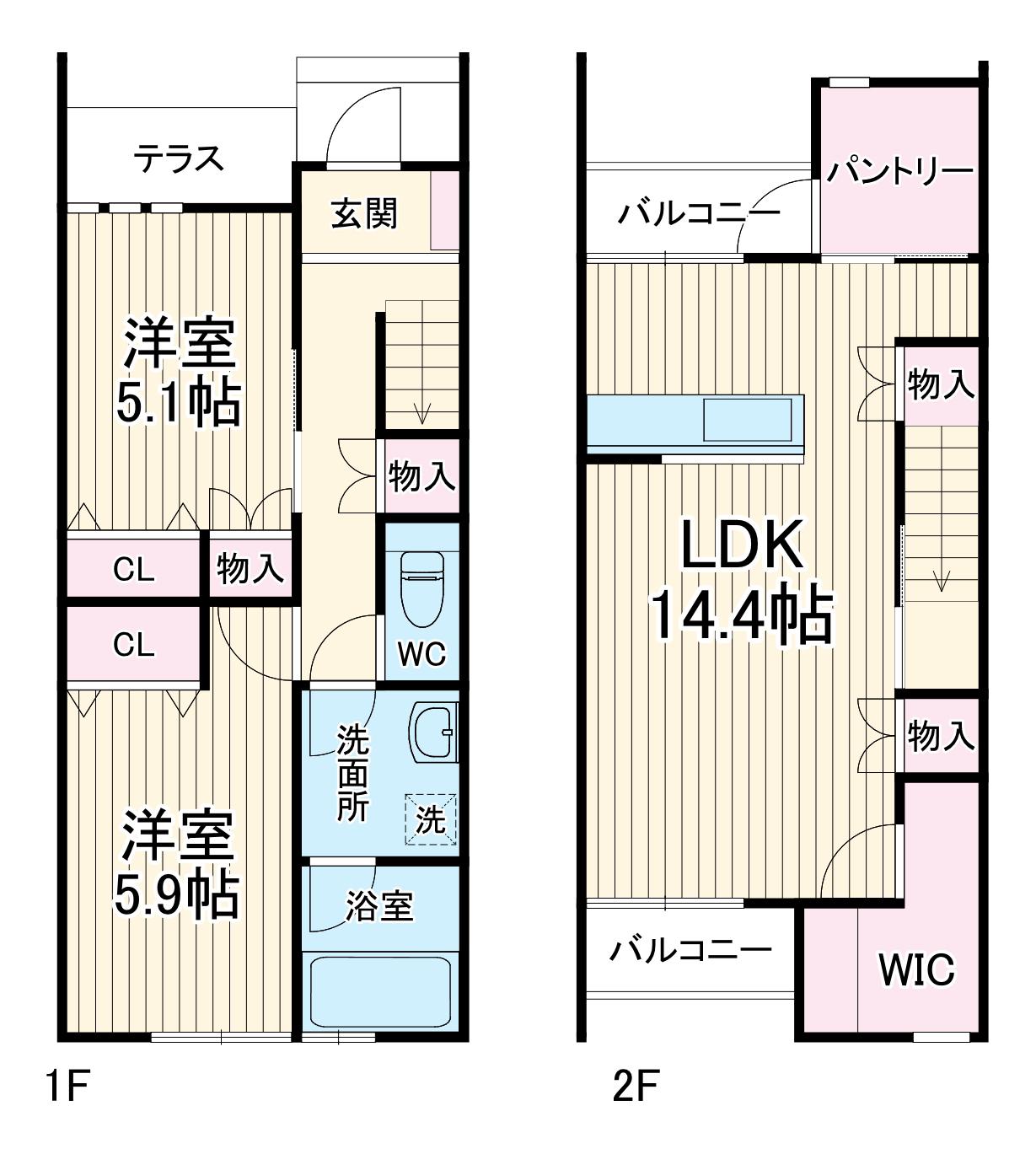 T’ｓWARABI　南館(2LDK)の間取り写真