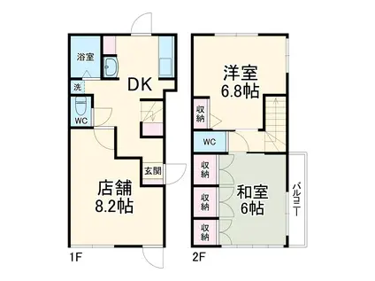 高崎線 上尾駅 徒歩22分 2階建 築26年(2DK)の間取り写真