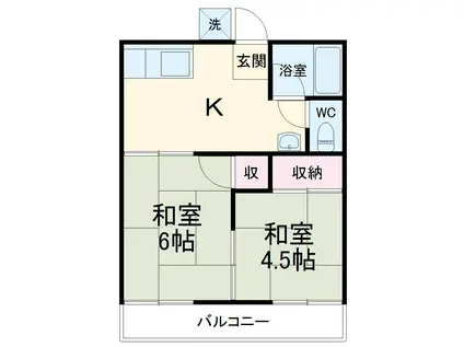 辻サンハイツ(2DK/2階)の間取り写真