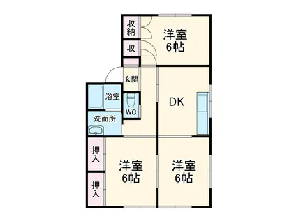 コーポラス翔A(3DK/2階)の間取り写真