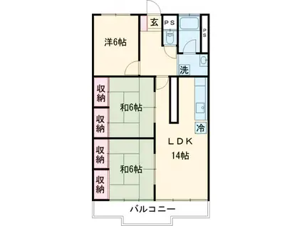 トーエイサンリットマンション(3LDK/5階)の間取り写真