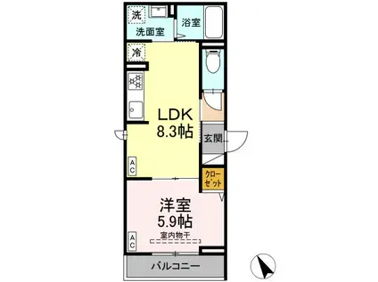 DBLESS横須賀Ⅰ(1LDK/2階)の間取り写真