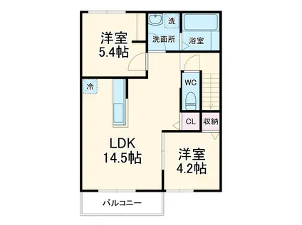 LA VIE 坪井町(2LDK/2階)の間取り写真