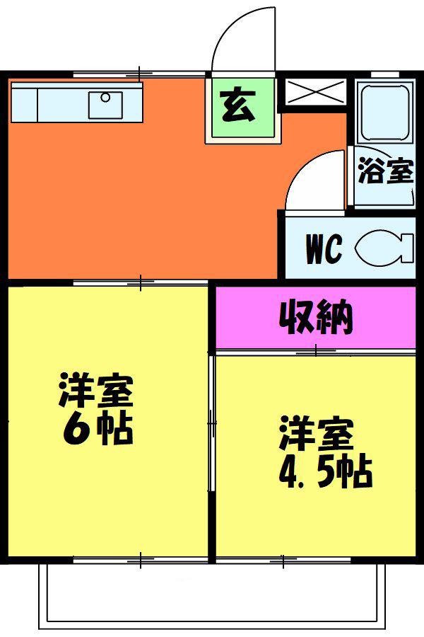 コーポ野池(2DK/1階)の間取り写真