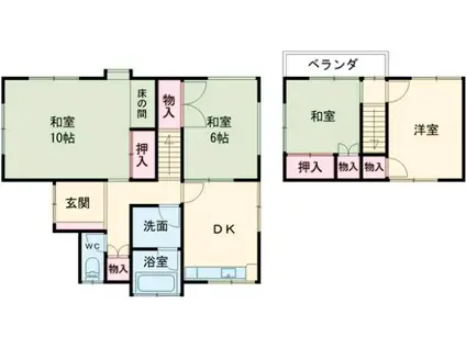 常磐線 龍ケ崎市駅 徒歩28分 2階建 築52年(4DK)の間取り写真