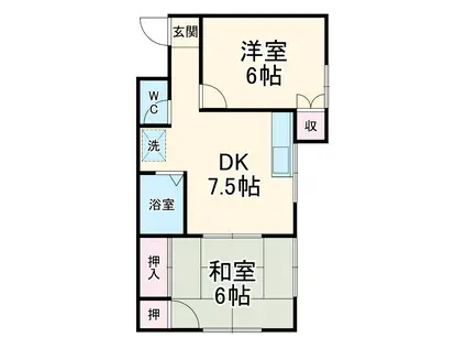 ウッディーハイツ(2DK/1階)の間取り写真