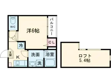 ハーモニーテラス太秦宮ノ前町(1K/2階)の間取り写真
