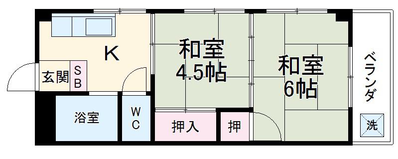 大東ビル(2K/3階)の間取り写真