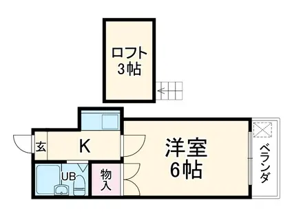 レインボー七ツ新屋(1K/2階)の間取り写真