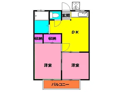 ルミネ高橋(2DK/1階)の間取り写真
