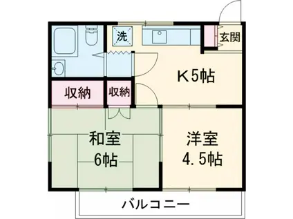 コーポ晴美(2DK/1階)の間取り写真