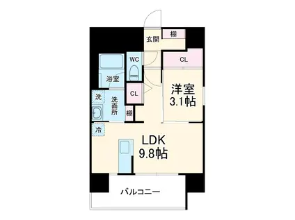 エル・セレーノ新大阪北(1LDK/3階)の間取り写真