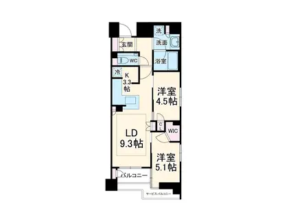 ブランズ御池西洞院(2LDK/3階)の間取り写真