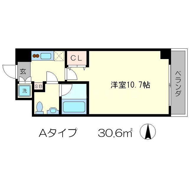 クリスタルグランツ京都高辻(1K/9階)の間取り写真