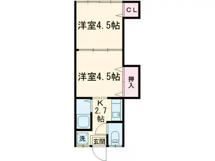 東和コーポ(2K/2階)の間取り写真