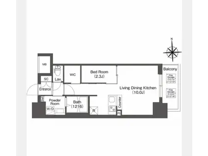 コンフォリアリヴ北浜平野町(1LDK/5階)の間取り写真
