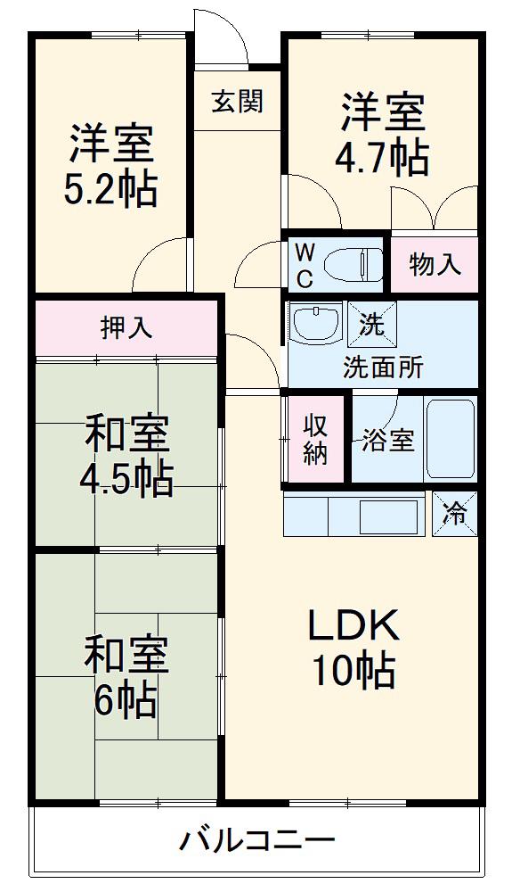 メゾングッチ(4LDK/5階)の間取り写真