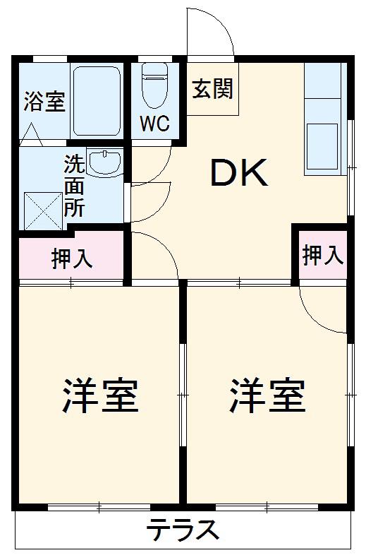 メゾン広瀬(2DK/1階)の間取り写真