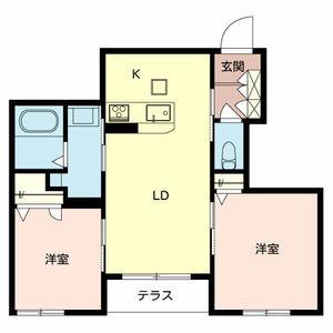 シエルI.K(2LDK/1階)の間取り写真